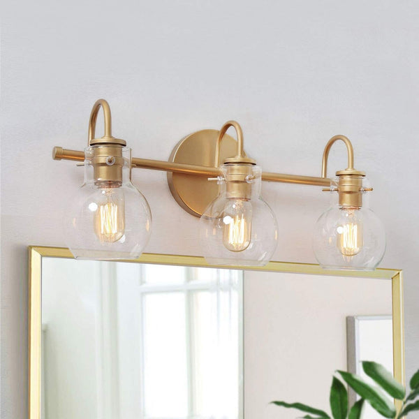 KSANA Gold Bathroom Vanity Light Fixtures with Clear Glass Shade, 22&#8221;x7&#8