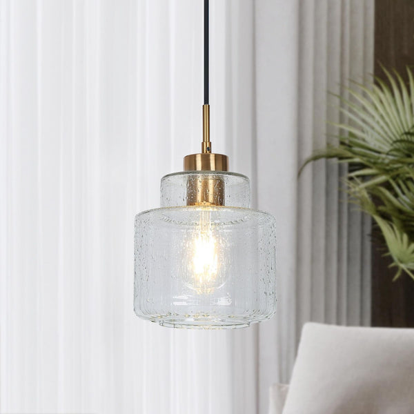 KSANA Gold Pendant Light, Modern 1-Light Brass Pendant Lighting Fixture with ...