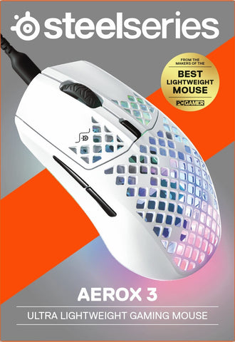 SteelSeries Aerox 3 - Holey RGB Gaming Mouse - Ultra-lightweight Water Resist...