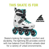 Rollerblade Lightning Women's Urban Inline Skate, White and Aqua White/Aqua 5