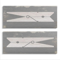 Stupell Industries Simple Laundry Clothespins Distressed Grey Design Wall Art...