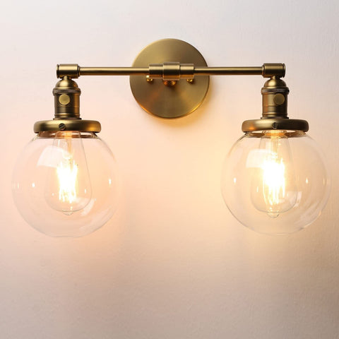 Phansthy Double Sconce Vintage Industrial 2-Light Wall Light with 5.9 Inches ...