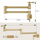 ARCORA Pot Filler Faucet, Traditional Brushed Gold Pot Filler Wall Mount Comm...