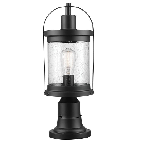 Globe Electric 44717 Zeke 1-Light Outdoor Lamp Post Light Fixture, Matte Blac...