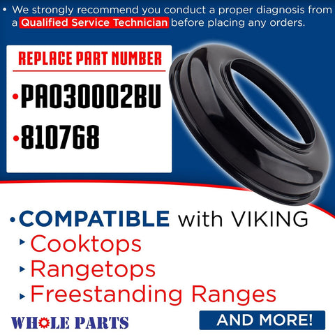 Whole Parts Appliance Burner Bowl Part # PA030002BK, Compatible with Many Vik...