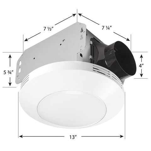 Homewerks 7117-01-WH Bathroom Integrated LED Light Ceiling Mount Exhaust Vent...