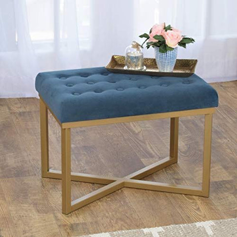 Homepop Home Decor | Upholstered Tufted 24 x 16 x 17-1/2 inches high, Blue