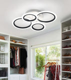 LED Modern Flush Mount Ceiling Light with Remote Control Black and White Clos...