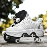 Double-Row Deform Wheel Automatic Walking Shoes Invisible Deformation Roller ...