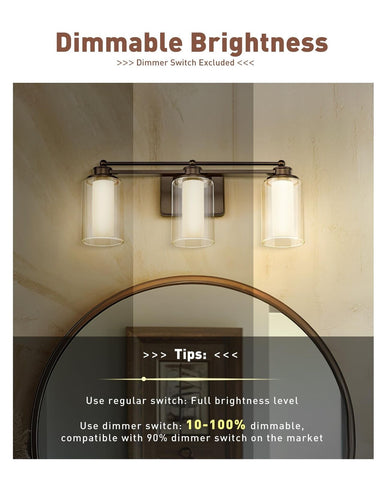 Bathroom Light Fixtures, HWH 3 Lights Bathroom Vanity Light Oil Rubbed Bronze...