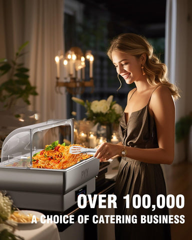 PYY Electric Chafing Dish Full Size Stainless Steel Chafer,Temperature Contro...