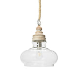 Creative Co-Op Glass & Mango Wood Ceiling Pendant Light Brown