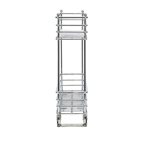 Household Essentials Narrow Sliding Cabinet Organizer, Two Tier 5", Chrome