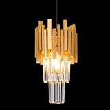 Gold Crystal Pendant Light 1-Light Mini Modern Luxury Crystal Pendant Light f...