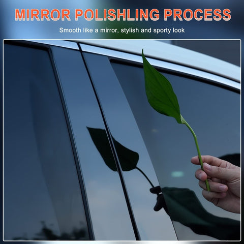 ACLONG Glossy Black Stainless Steel Pillar Posts Door Window Trim Compatible ...