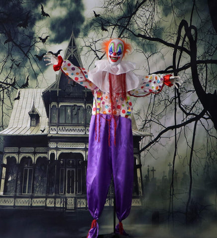 Haunted Hill Farm Life-Size Scary Animatronic Talking Clown with Motion, Touc...