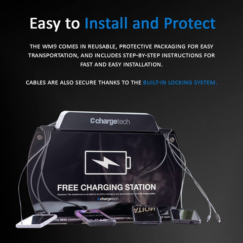 ChargeTech Wall Mounted Mobile Device Charging Station with 4 Apple Compatibl...