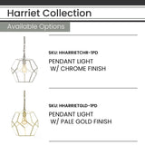 Hanover Harriet Pendant in Pale Gold Hanging Light Fixture for Bedroom, Livin...