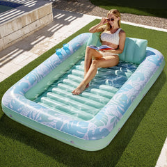 Sloosh Inflatable Tanning Pool Lounger Float for Adults, 85" x 57" Extra Larg...