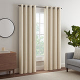 Eclipse D&#233;cor Quinn Textured Solid 100% Blackout Curtain, Absolute Zero Cur