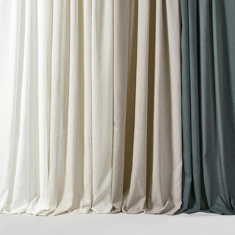 Linen Curtains 96 Inch Long - Semi Sheer Light Filtering Privacy Protection W...