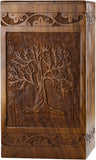 INTAJ Handcarved Wooden Cremation Urn for Human Ashes - Tree of Life Design, ...