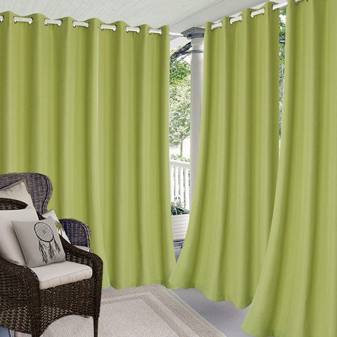 LORDTEX Linen Look Indoor/Outdoor Curtains, 52" W x 84" L, Kiwi Green, Set of...