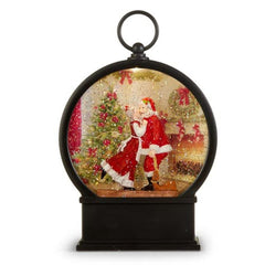 RAZ Imports Mrs. Claus Kissing Santa Lighted Water Lantern, 9 inches