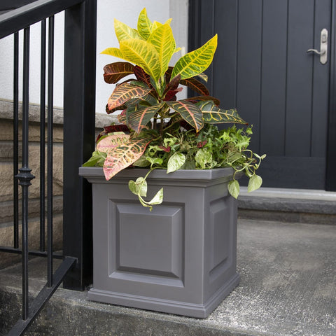 Mayne Nantucket 16in Square Planter - Graphite Grey - 16in x 16in x 16in - Po...