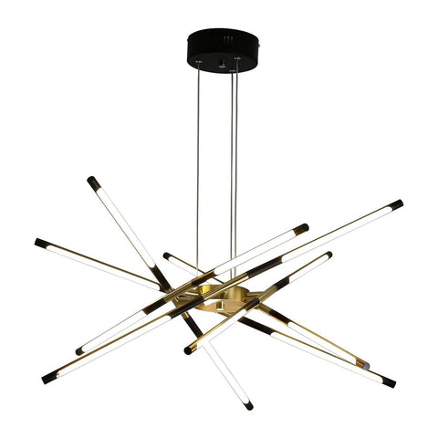 Modern Chandelier,Black and Gold Chandelier 12 Light LED Dimmable Pendant Lig...