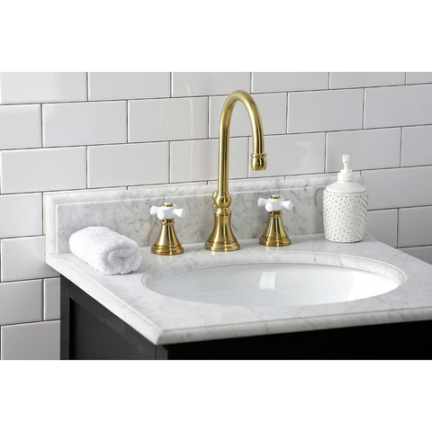 Kingston Brass KS2987PX 8 in. Widespread Bathroom Faucet, Brushed Brass