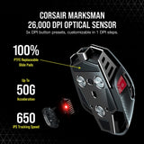 Corsair M65 RGB Ultra Wireless, Tunable FPS Wireless Gaming Mouse, Black