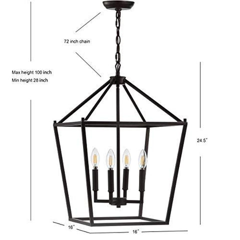 JONATHAN Y JYL7437A Pagoda Lantern Dimmable Adjustable 16", Oil-Rubbed Bronze