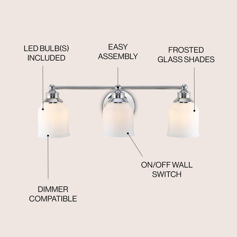 JONATHAN Y JYL7551A Lydia 24" 3-Light Farmhouse Cottage LED Vanity LED Light ...