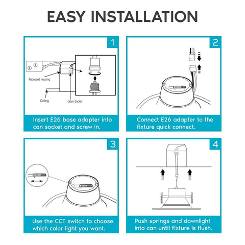 LUXRITE 5/6 Inch LED Recessed Retrofit Downlight, 14W=90W, CCT Color Selectab...