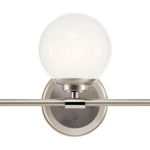 KICHLER Benno 3-Light Vanity, Modern Light with Opal Glass in Polished Nickel...