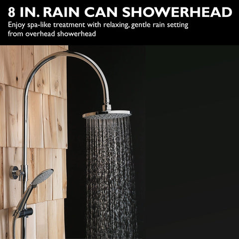 Homewerks 3070-251-CH-B Outdoor Shower Kit with 8-Inch Rain Can and 5-Functio...