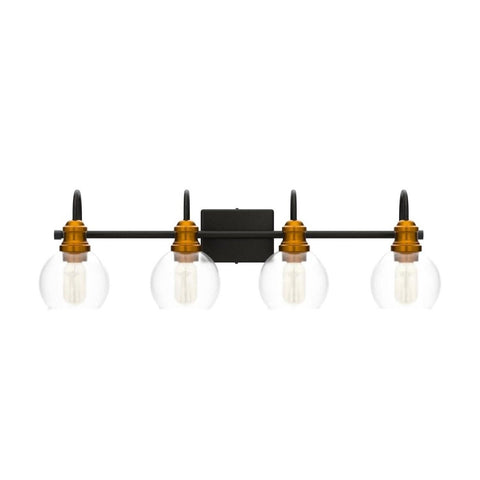 LALUZ Bathroom Vanity Light, 4-Light Black Bathroom Light Fixtures with Oil R...