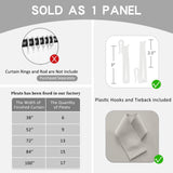 Blackout Pinch Pleat Curtain 108 Inches Long, Pleated Drape with Tieback for ...