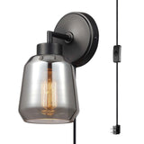 Globe Electric 65549 Salma 1-Light Plug-in or Hardwire Wall Sconce, Matte Bla...