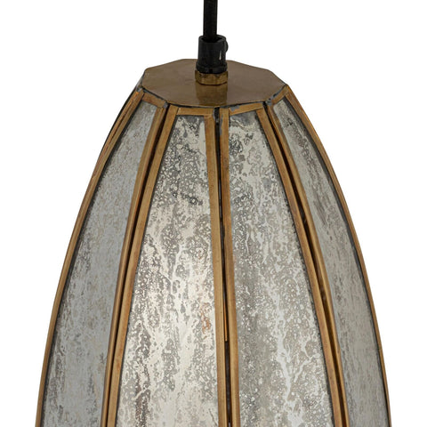Creative Co-Op Antiqued Mirrored Mercury Glass Pendant with Gold Framework De...