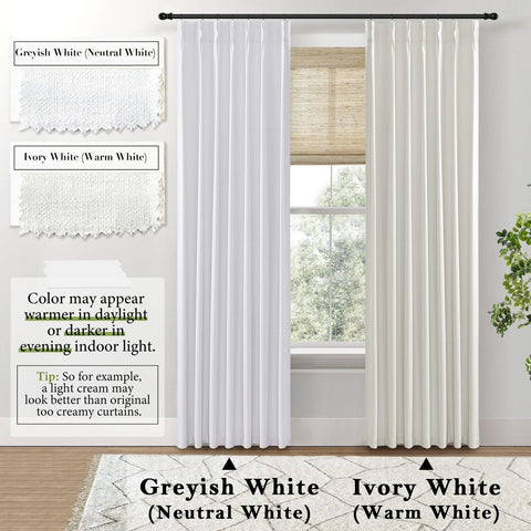 SHINELAND Room Darkening Greyish White Blackout Curtains 96 Inches Long,Pinch...