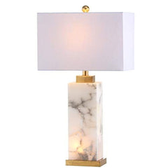 JONATHAN Y JYL6201A Elizabeth 27.5" Alabaster LED 27.5 in, White/Gold Leaf