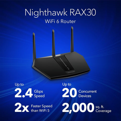 NETGEAR Nighthawk WiFi 6 Router (RAX30) 5-Stream Dual-Band Gigabit Router, AX...