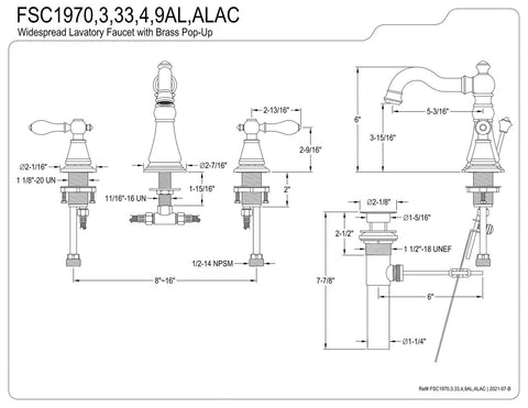 Kingston Brass FSC1970AL English Classic Widespread Bathroom Faucet, Matte Bl...
