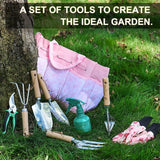 Gardening Tools of 9 Pieces | Stainless Steel Heavy-Duty Gardening Hand Tools...