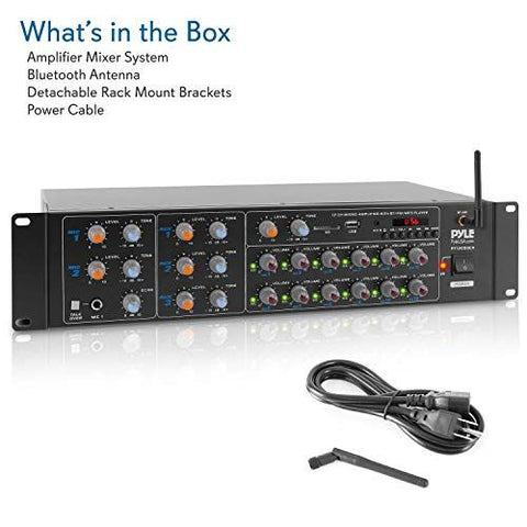 Pyle 8-Channel Wireless Bluetooth Power Amplifier - 4000W Rack 1-Pack, Black