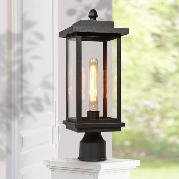 classy leaves Outdoor Post Lights, Black Farmhouse Lamp Post Light Fixture, W...