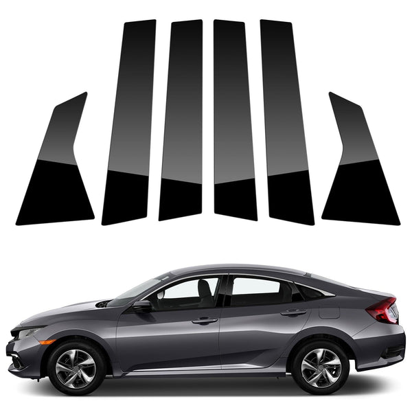 ACLONG Glossy Black Stainless Steel Pillar Posts Door Window Trim Compatible ...
