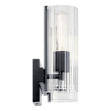 KICHLER Jemsa 2 Light Vanity, Modern Light with Clear Fluted Glass in Black f...